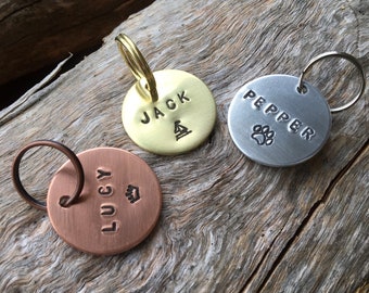 Hand Stamped Pet ID Tag: Custom Brass, Copper, or Aluminum Personalised