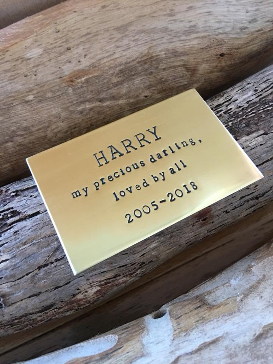 Name Plate Memorial Plaque Hand Stamped Customised Personalised Brass