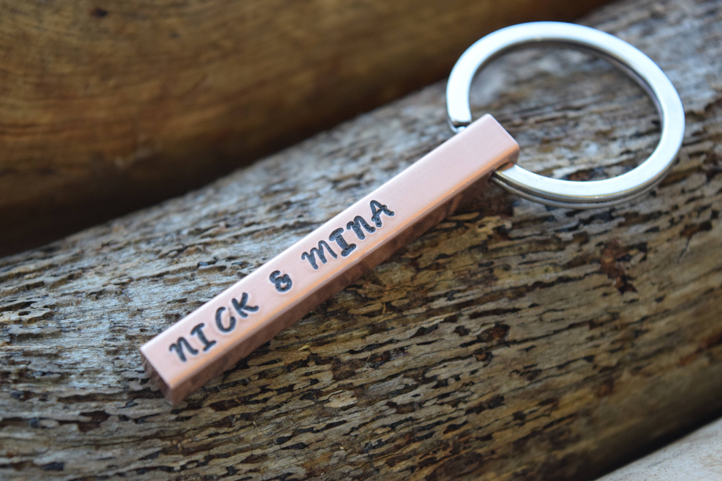 Personalised Bar Keyring Metal Keychain Fob Custom Engraved Text 3