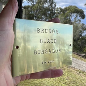 Hand Stamped Brass House Plaque: Custom Door Sign, Memorial Plate Name