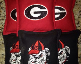 Georgia Embroidered cornhole bags set of 10
