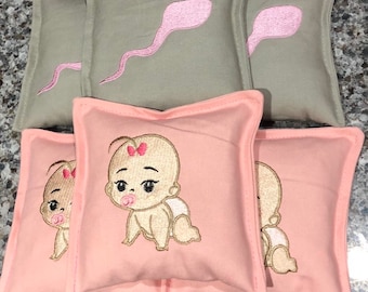 BABY SHOWER Embroidered cornhole bags