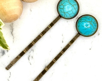 Faux Turquoise Bobby Pins