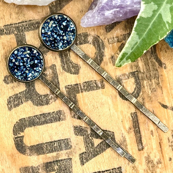 Labradorite Druzy Bobby Pins