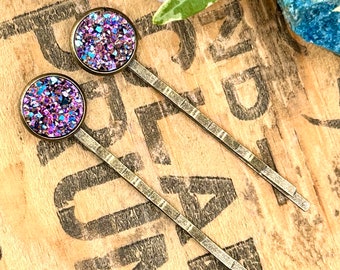 Bismuth Druzy Bobby Pins