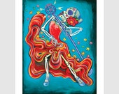 6x9 Greeting Card quot The Wedding Singer quot La Catrina Vino Day of the Dead Wine Bottle Label
