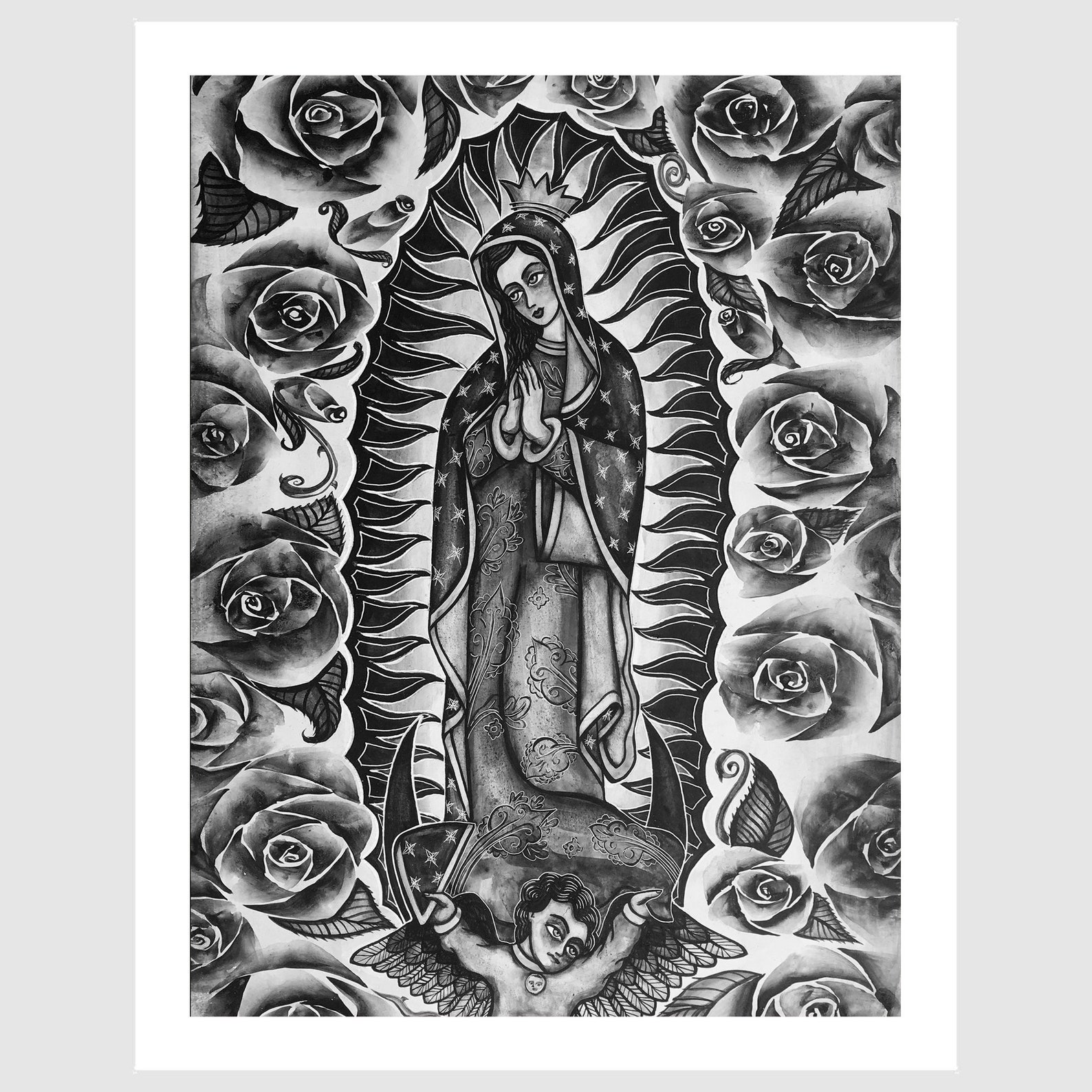 List 94+ Images our lady of guadalupe black and white Superb