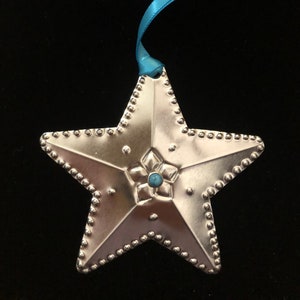 Tin Star Ornament with Turquoise