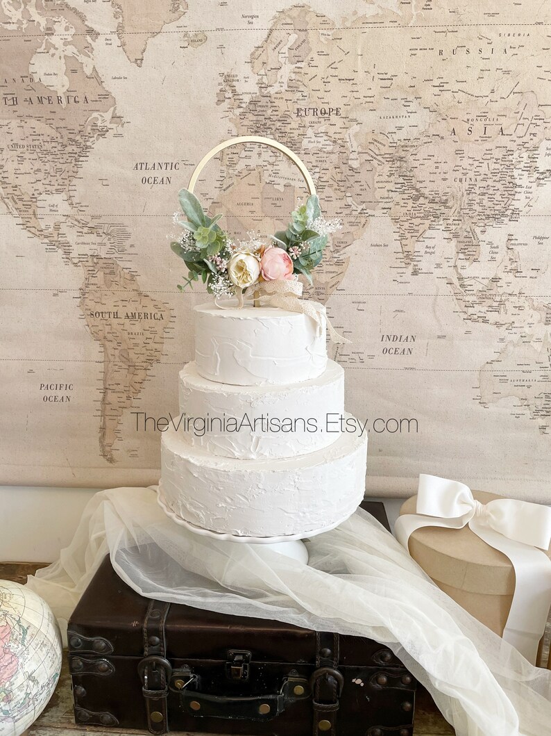 Hoop Blush and Cream Flower Cake Topper Flowers Cake Topper Etsy