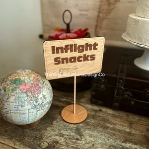 Inflight Snacks Sign/ Aviation Themed Table Sign, Aviation Party Decor / Baby Shower Vintage Airplane Baby Shower/ Birthday Decor image 2