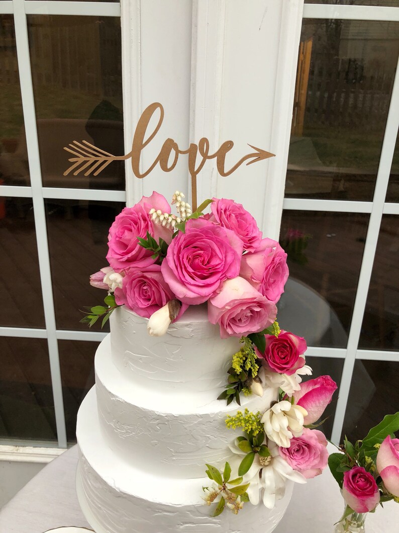 Love Cake Topper Gold Love Cake Topper Wedding Cake Etsy