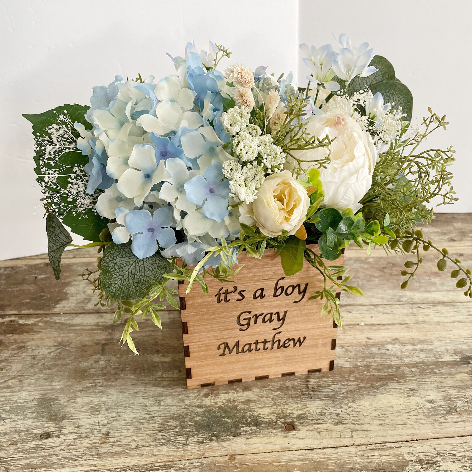 Boy Baby Shower Centerpiece, Its a Boy Centerpiece, Blue Floral