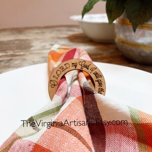 Napkin Rings Wood Napkin Rings with Scripture Thanksgiving Napkin Rings Thanksgiving Table Decor image 2