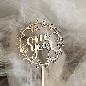 First Anniversary Cake Hoop Topper - Anniversary Cake Topper - One Year Anniversary Cake Topper - Wood Cake Topper