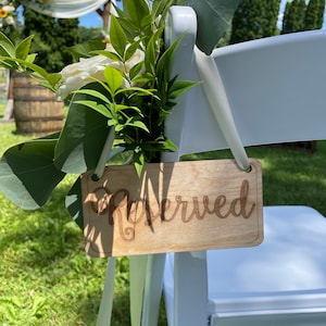 Wooden Reserved Chair Sign - Reserved Sign - Reserved Sign for Chair ...