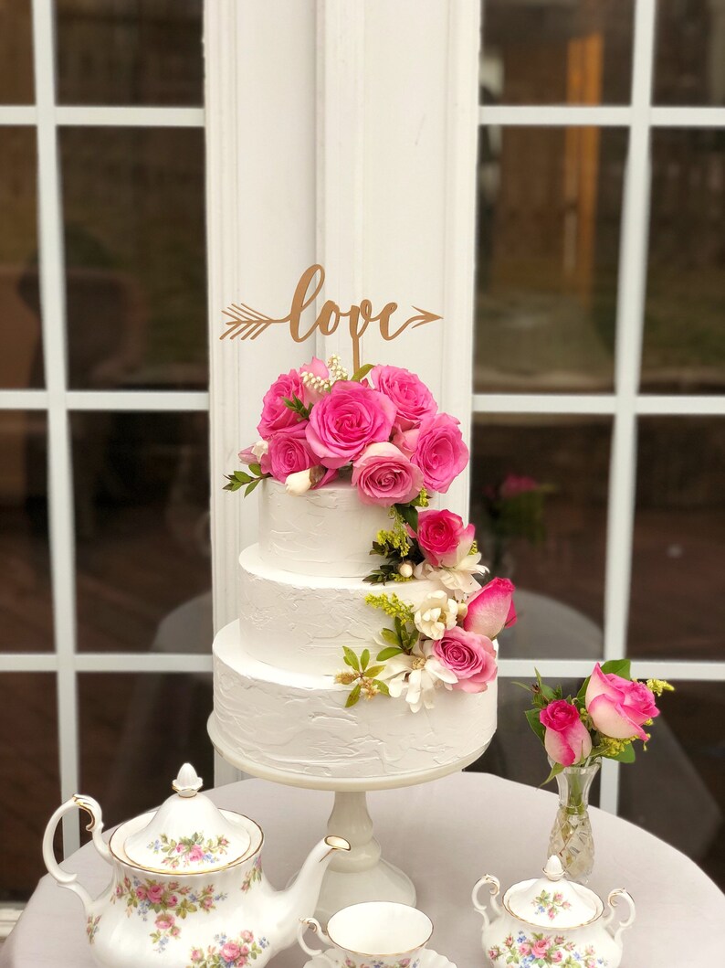 Love Cake Topper Gold Love Cake Topper Wedding Cake Etsy