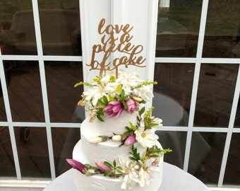 Love Is A Piece Of Cake - Love Wedding Cake Topper - Love Gold Script Cake Topper - Elegance Line