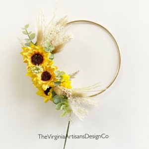 Sunflowers Cake Topper- sunflower Flowers Cake Topper - Wedding/Anniversary Cake Topper, Blush Dried Flowers Cake Topper