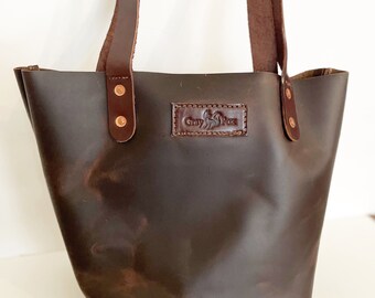 Ready To Ship! Genuine Leather Tote, Leather Bag, Handcrafted in USA Leather tote