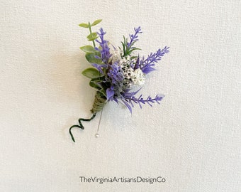 Faux Lavender Boutonnière - Handmade Faux Flower Boutonnière- Faux Lavender Boutonnière