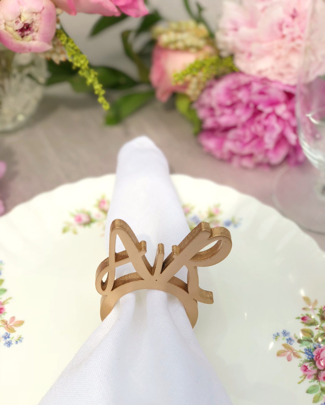 Set of 12 Two Initials Napkin Rings Hostesses Gifts Etsy