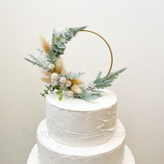 Hoop Dried Flowers Cake Topper Sage Beige Dried Flowers - Etsy ...