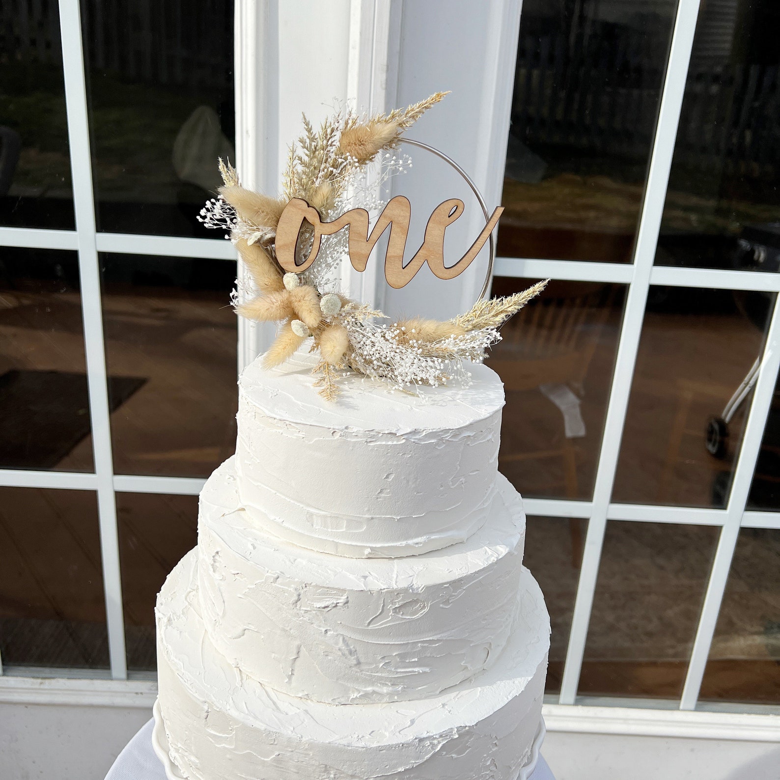 Hoop Dried Flowers Cake Topper With Number Floral Cake Etsy