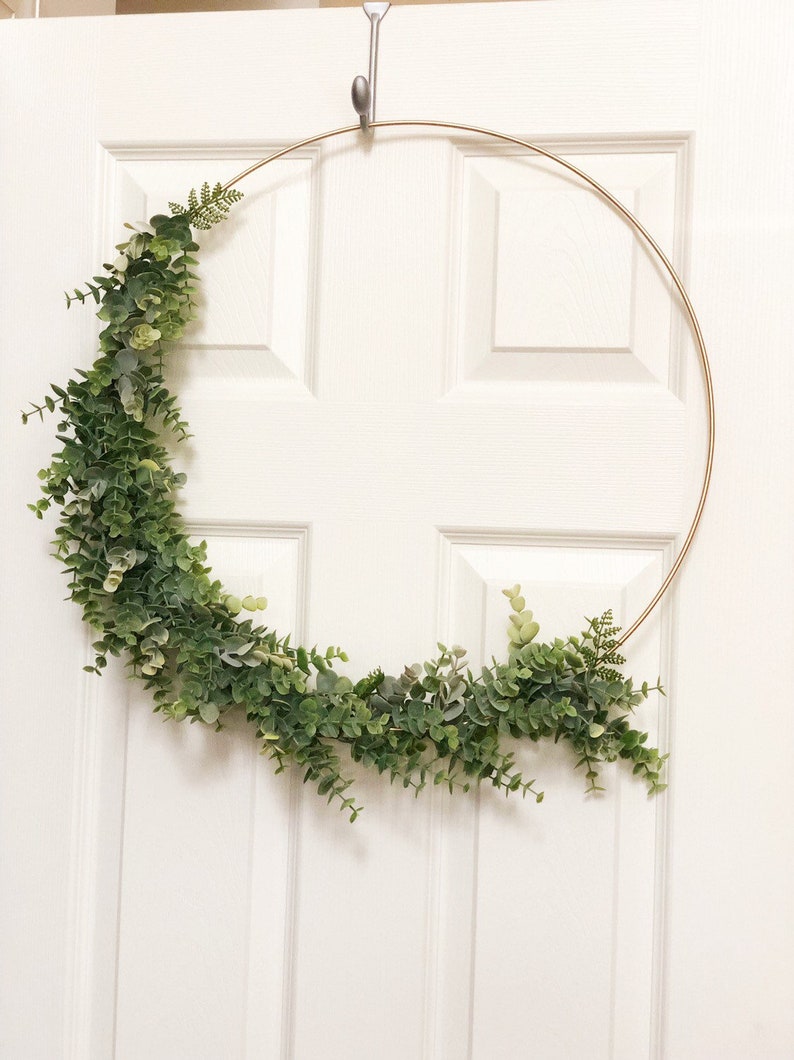 19 Modern Hoop Wreath With Greenery Large Hoop Wreath Etsy