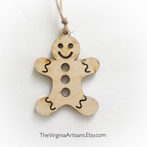 Christmas Gingerbread Ornaments - Christmas Ornaments - Natural Raw Wood - Christmas Tag