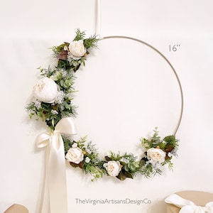 19&quot; Baby Shower Floral Wreath, Baby Shower Floral Backdrop, Wreath for Baby Shower, Blush/ Light Pink Hoop Wreath for Nursery