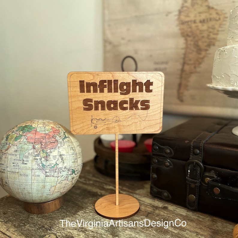 Inflight Snacks Sign/ Aviation Themed Table Sign, Aviation Party Decor / Baby Shower Vintage Airplane Baby Shower/ Birthday Decor image 3