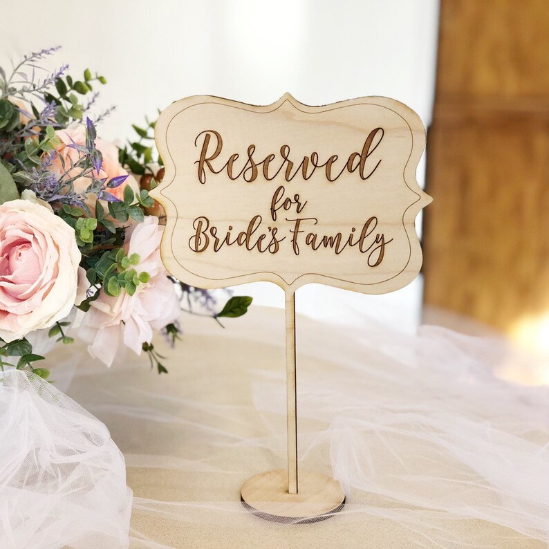 Reserved for Bride's Family Table Sign Rustic Wedding Etsy