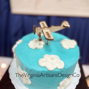 Little Airplane Cake Topper - Airplane Themed Baby Shower Cake Topper - Aviation Themed Baby Shower/ Airplane Birthday Smash Cake