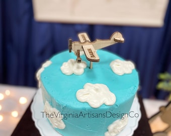 Little Airplane Cake Topper - Airplane Themed Baby Shower Cake Topper - Aviation Themed Baby Shower/ Airplane Birthday Smash Cake