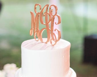 Monogram Wedding Cake Topper - Gold or Silver Initial Topper