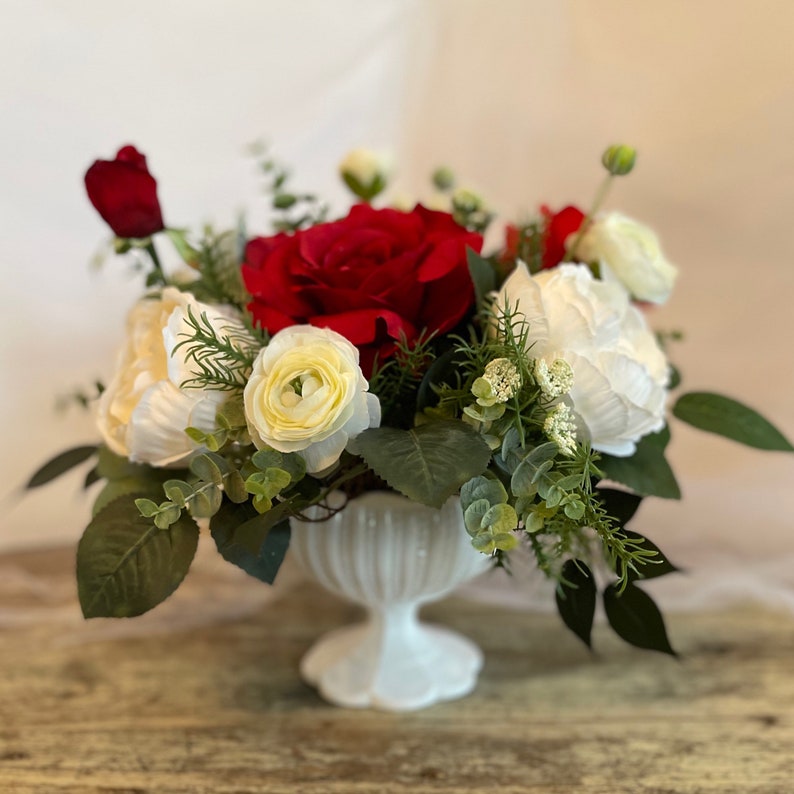 Red Roses Decore Red Roses Floral Arrangement, Home Decor, Red Roses Centerpiece ...
