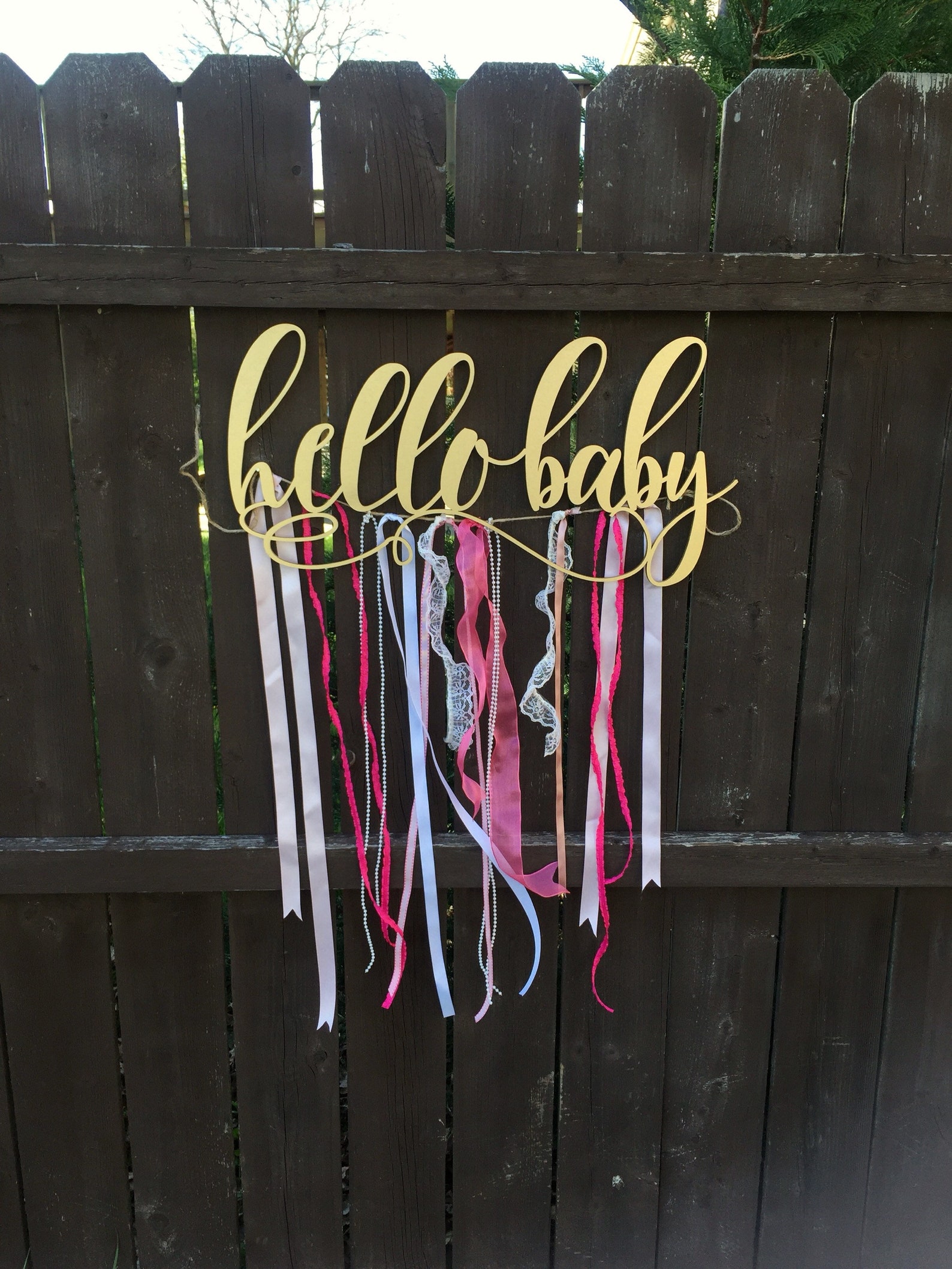 Hello Baby Sign Hello Baby Baby Shower Sign Rustic Baby Etsy