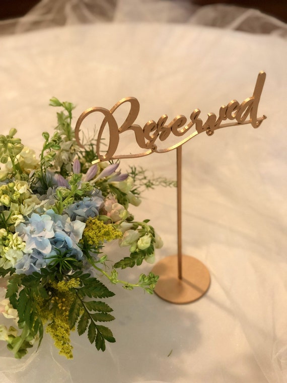reserved table signs stands included set of 2 gold etsy