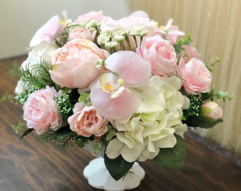 Pink floral Arrangement, Pink Peonies Floral Centerpiece, Farmhouse Floral, Baby Shower Florals, Wedding Flowers