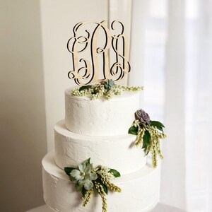 Wood Monogram Wedding Cake Topper, Monogram Cake Topper, Initials Wedding Cake Topper, Wooden Monogram Cake Topper - Heirloom Cake Topper
