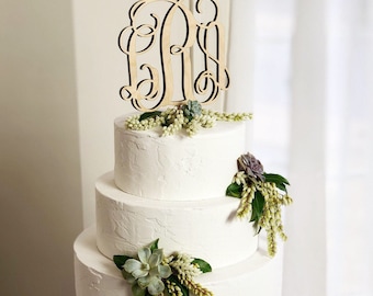 Wood Monogram Wedding Cake Topper, Monogram Cake Topper, Initials Wedding Cake Topper, Wooden Monogram Cake Topper - Heirloom Cake Topper