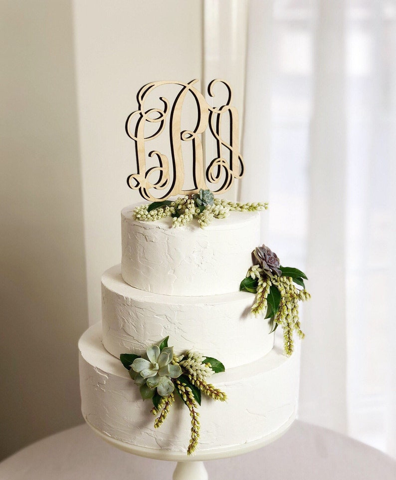 Wood Monogram Wedding Cake Topper Monogram Cake Topper Etsy