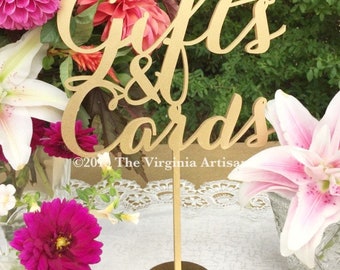 Gifts and Cards Sign - Party Signage - Gold, Silver or DIY - Laser Cut Gifts And Cards Sign -  Elegance Line.