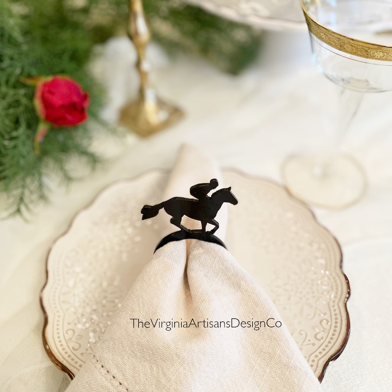 Race Horse Napkin Rings Kentucky Derby Themed Party Decor, Horse Themed Party, Horse Races Tailgate Party Decor image 4
