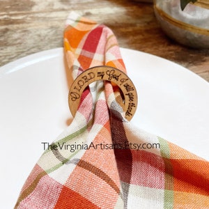 Napkin Rings Wood Napkin Rings with Scripture Thanksgiving Napkin Rings Thanksgiving Table Decor image 5
