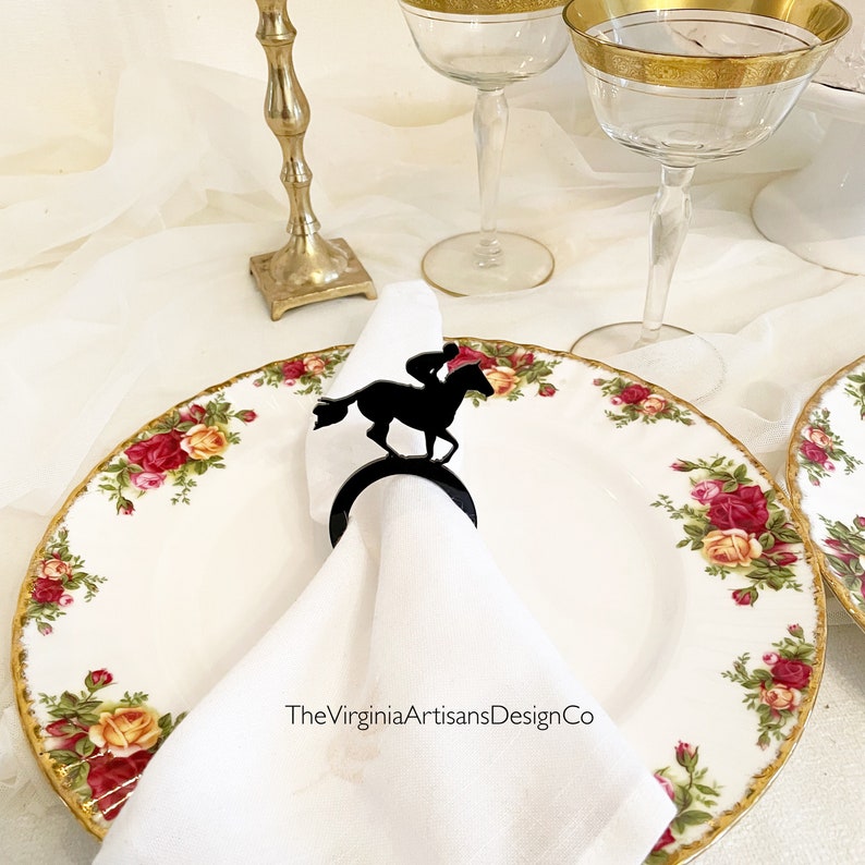 Race Horse Napkin Rings Kentucky Derby Themed Party Decor, Horse Themed Party, Horse Races Tailgate Party Decor image 3