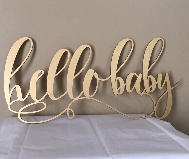 Hello Baby Sign Hello Baby Baby Shower Sign Rustic Baby Etsy