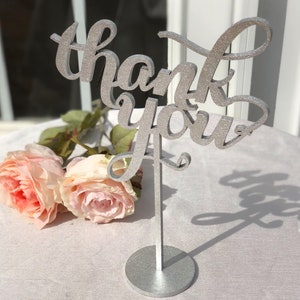 Thank You Sign - Thank you self standing sign - Gold, Silver or DIY - Laser Cut Elegance Line.