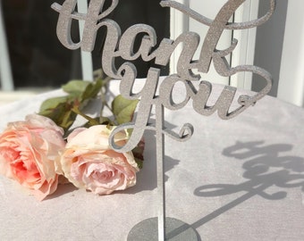 Thank You Sign - Thank you self standing sign - Gold, Silver or DIY - Laser Cut Elegance Line.