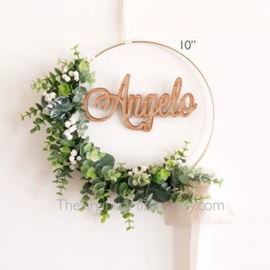 Custom Name Sign, Greenery Baby Shower Wreath, Baby Shower Wreath with Name, Modern Style Wreath, Farmhouse Nursery Decor